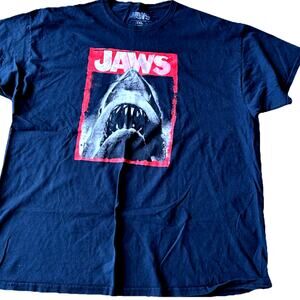 JAWS T Shirt Mens 2XL Original Movie 70s Horror Shark Jaws Black Logo Top